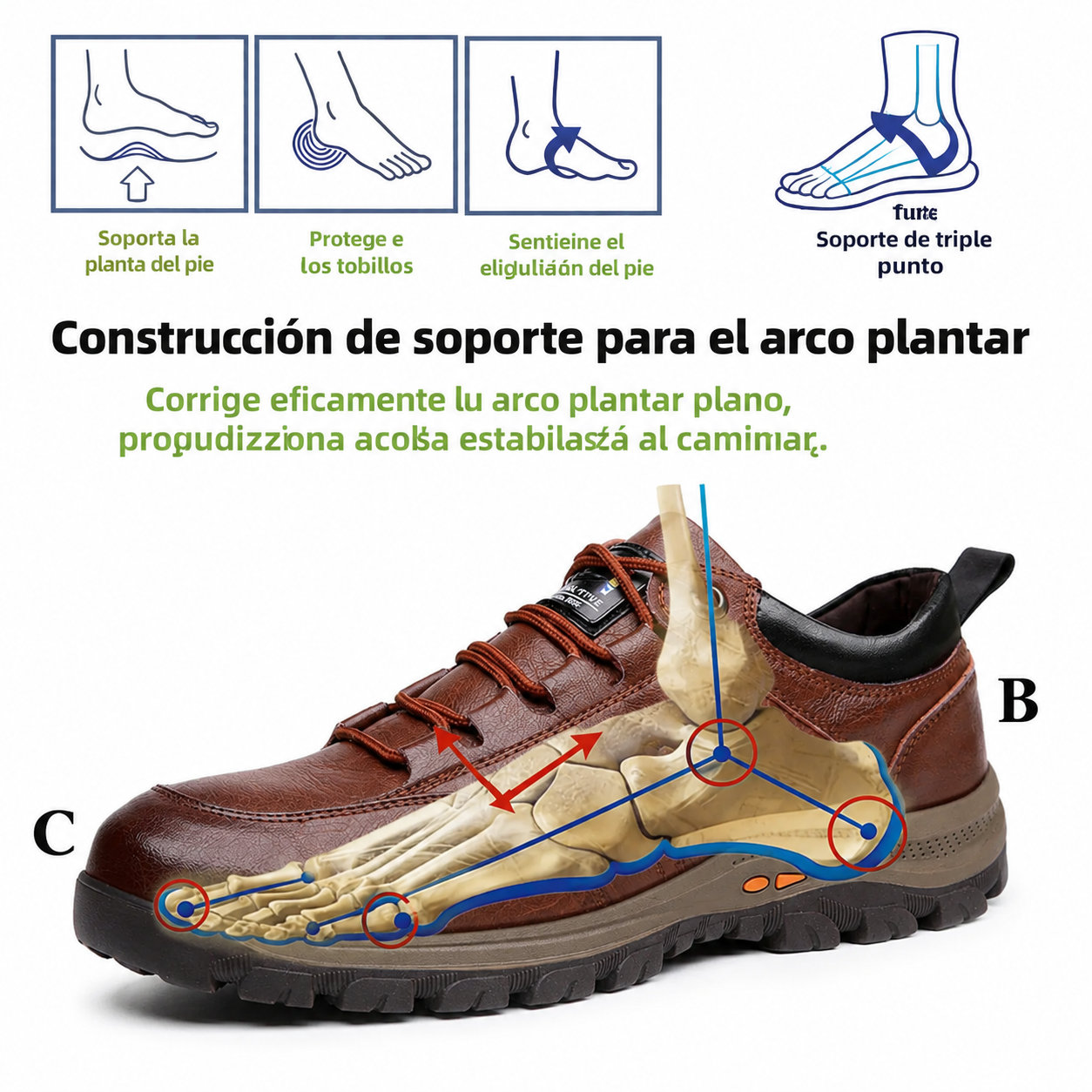 🔥30% de descuento hoy - ¡No te lo pierdas! ⏰ Zapatos ortopédicos de diseño ergonómico - diseño con soporte para el arco del pie 👞 Alivia fácilmente el dolor de pies