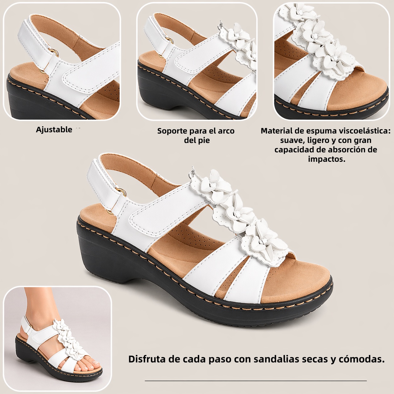 🔥 Sandalias ortopédicas de verano para mujer: soporte para el arco, tacón plano, ideales para quienes sufren de fascitis plantar. Fáciles, cómodas y sin dolor en cada paso ✅