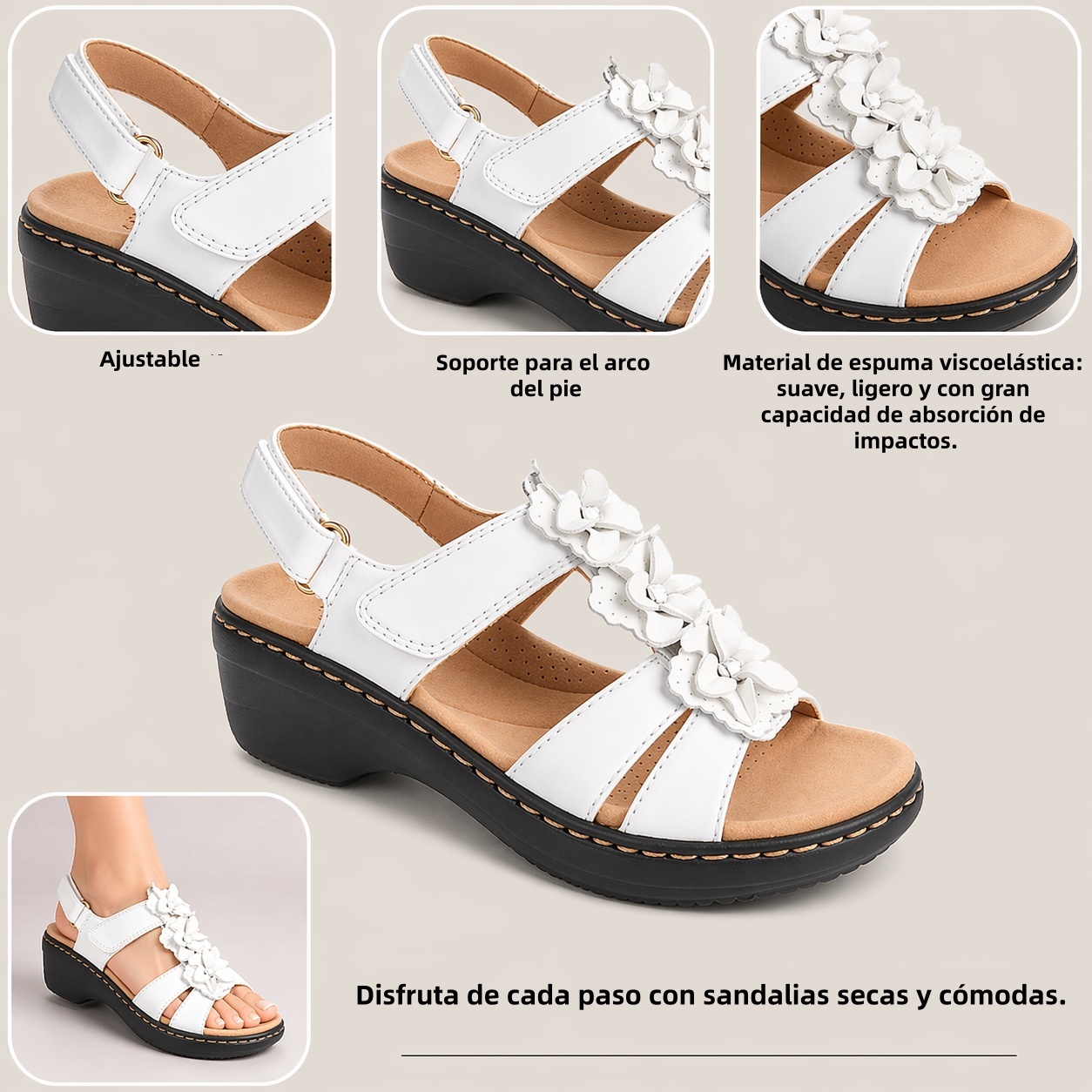 🔥 Sandalias ortopédicas de verano para mujer: soporte para el arco, tacón plano, ideales para quienes sufren de fascitis plantar. Fáciles, cómodas y sin dolor en cada paso ✅
