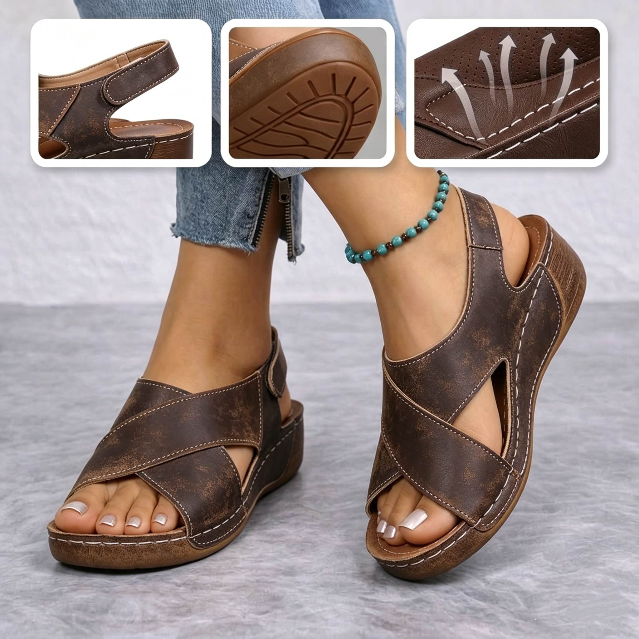 🎁Oferta por tiempo limitado🔥Sandalias casuales ergonómicas para mujer👞 - Soporte para el arco del pie para mayor comodidad - Varios colores y tallas disponibles