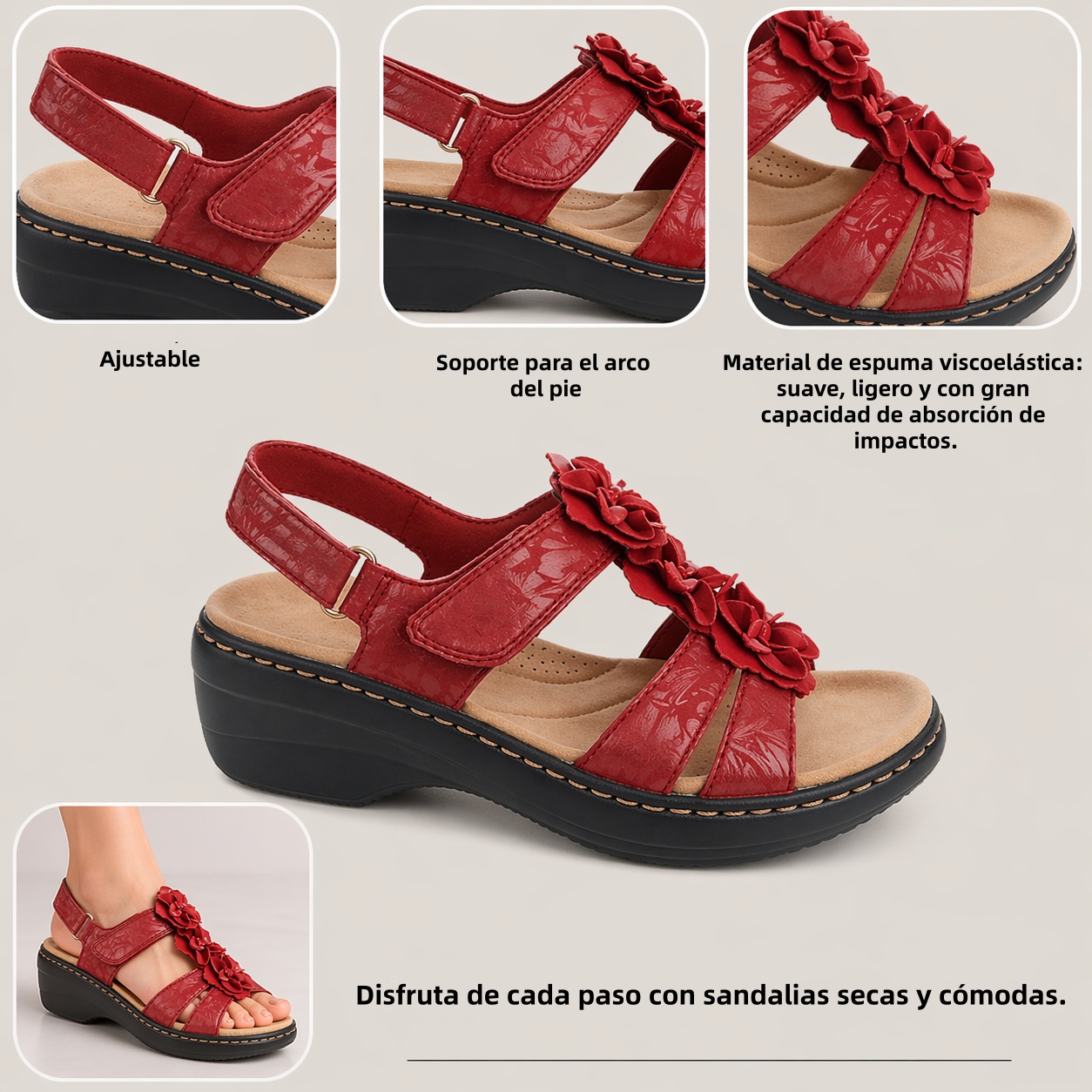 🔥 Sandalias ortopédicas de verano para mujer: soporte para el arco, tacón plano, ideales para quienes sufren de fascitis plantar. Fáciles, cómodas y sin dolor en cada paso ✅