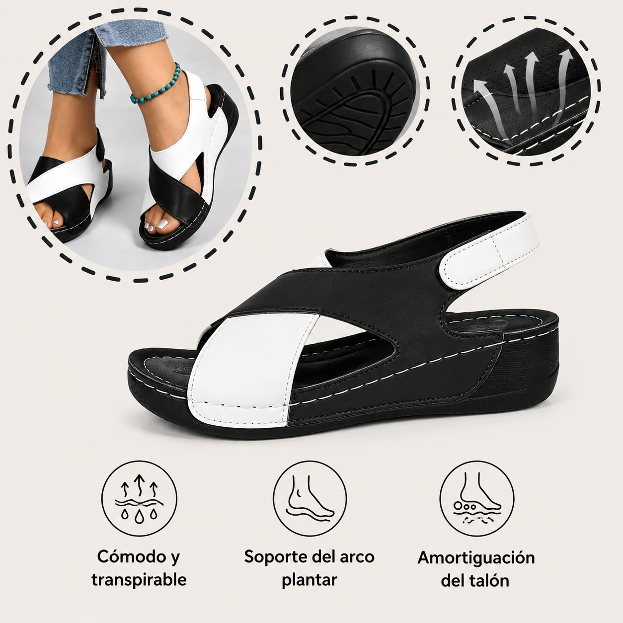 🎁Oferta por tiempo limitado🔥Sandalias casuales ergonómicas para mujer👞 - Soporte para el arco del pie para mayor comodidad - Varios colores y tallas disponibles