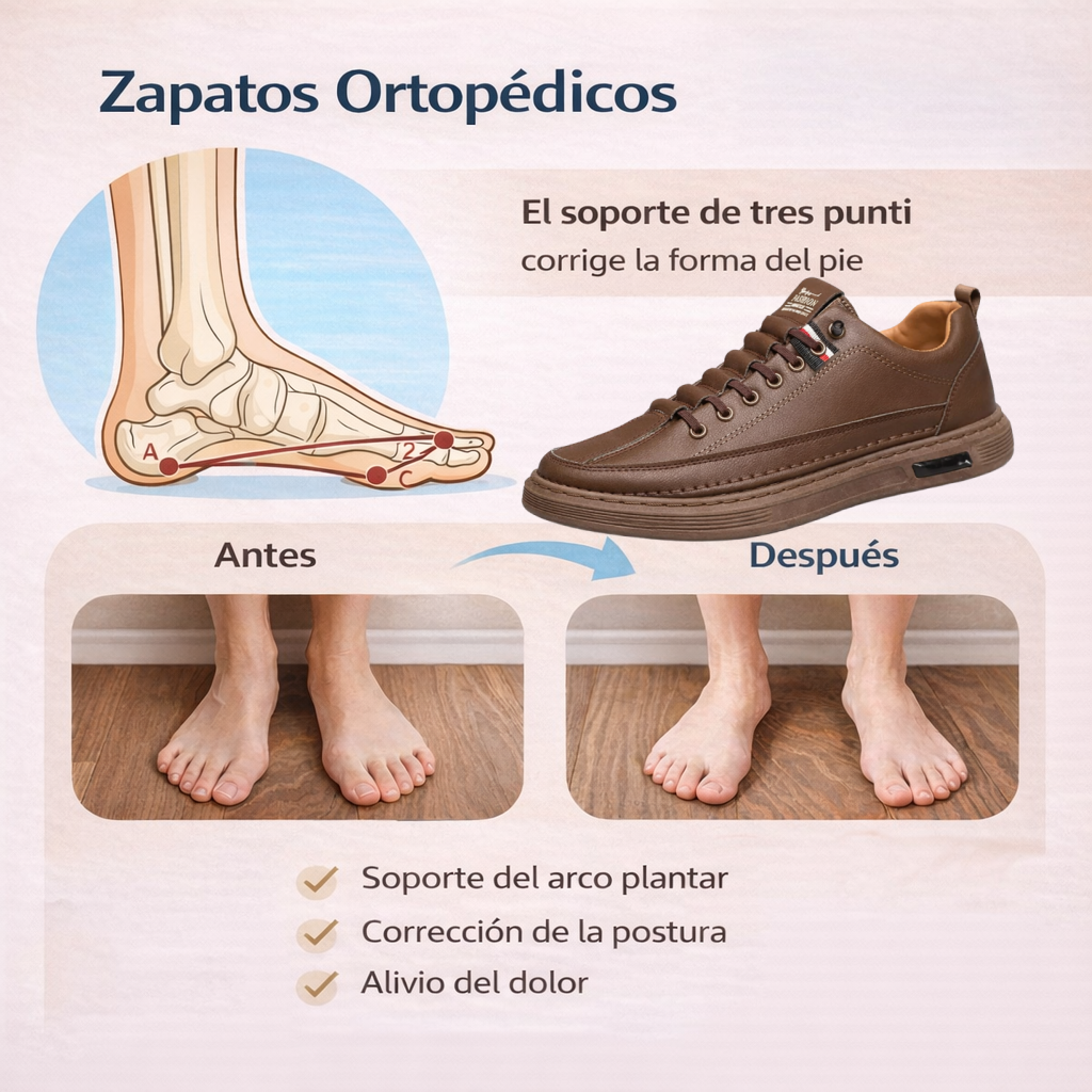 ⏰Compra uno y llévate otro gratis🔥 Zapatos ortopédicos para hombre, hechos a mano con auténtica piel de vaca australiana🐂 con soporte para el arco del pie✅Todas las tallas disponibles