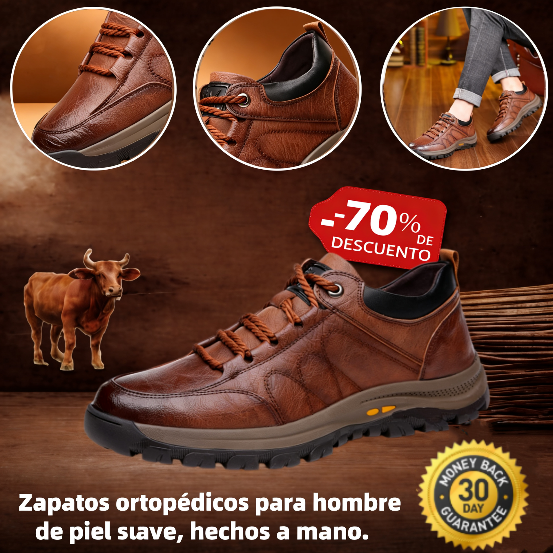 🎁🔴Zapatos de piel de alta calidad🦶Diseño ergonómico: fáciles de poner y quitar, corrigen problemas en los pies✅Disponibles en varias tallas