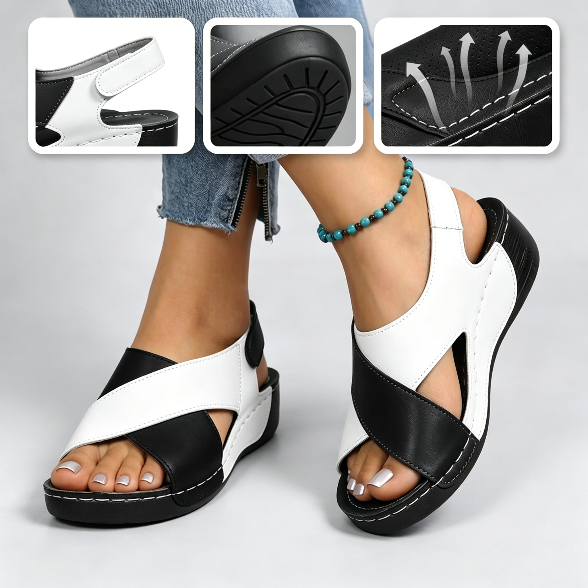 🎁Oferta por tiempo limitado🔥Sandalias casuales ergonómicas para mujer👞 - Soporte para el arco del pie para mayor comodidad - Varios colores y tallas disponibles