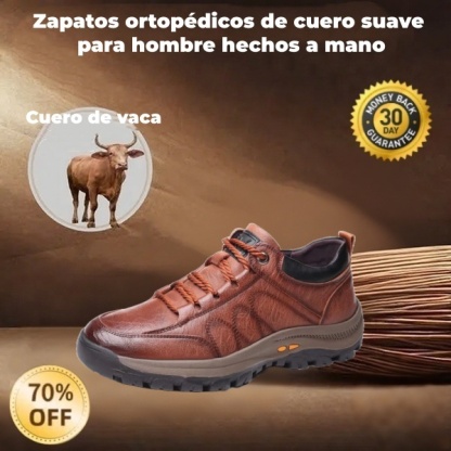 ¡70% de descuento hoy! ¡No te lo pierdas! 🔷 Zapatos ortopédicos para hombre, confeccionados en auténtica piel de becerro australiana. 🐂 Cosidos a mano. ✅ Soporte para el arco plantar, máxima comodidad al caminar.