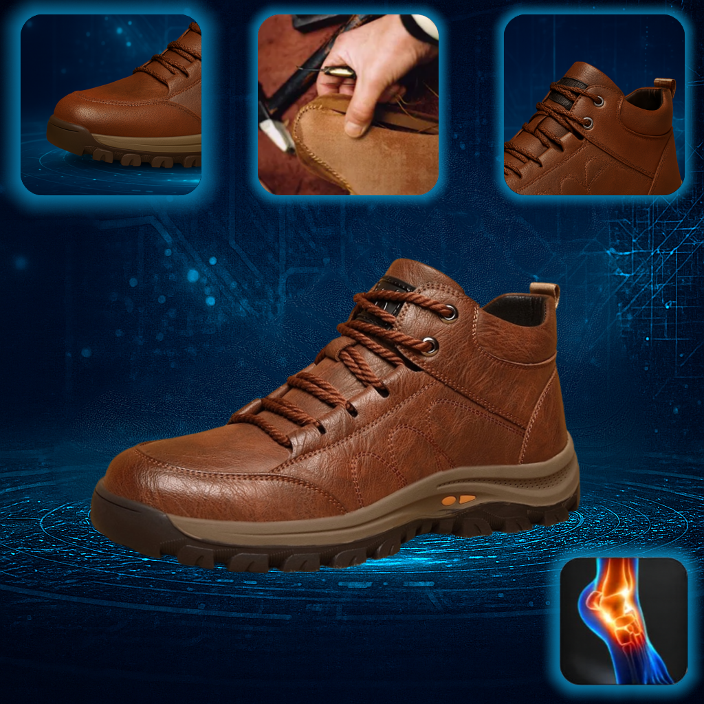 🐂 Zapatos de piel de becerro para hombre, cosidos a mano en Australia 👞 Alivio inteligente del dolor impulsado por IA, fácil de poner y quitar ✅ Correctivo integral: impermeable y antideslizante