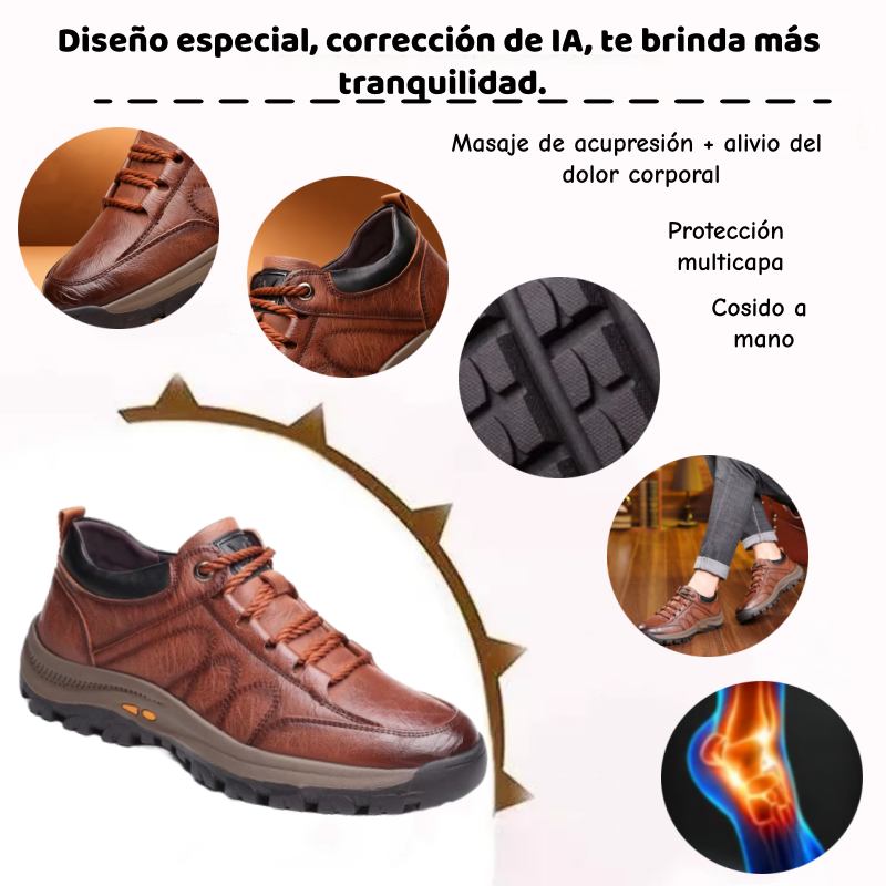 🔴 Zapatos de piel genuina italiana cosidos a mano ✅ Zapatos ortopédicos con AI + soporte de tobillo 🦶 ¡Apto para personas con problemas en los pies!