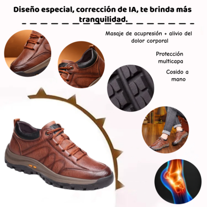 🔴 Zapatos de piel genuina italiana cosidos a mano ✅ Zapatos ortopédicos con AI + soporte de tobillo 🦶 ¡Apto para personas con problemas en los pies!