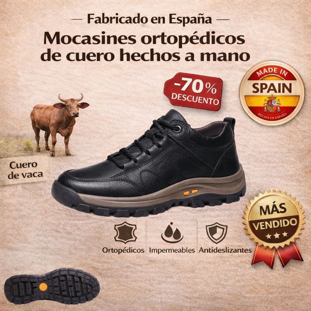 VIGOURR® – Zapatos de piel auténtica cosidos a mano, cómodos y antideslizantes para el día a día