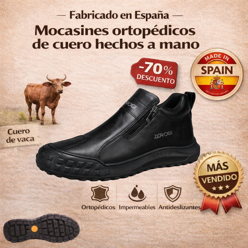 VIGOURR® – Zapatos de cuero genuino cosidos a mano, impermeables y antideslizantes que sostienen y corrigen naturalmente la postura del pie.