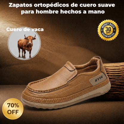 🔥 Zapatos ortopédicos australianos para hombre, hechos a mano 👞 Alivio inteligente del dolor, fáciles de poner y quitar ✅ Impermeables y antideslizantes - Amplia gama de tallas