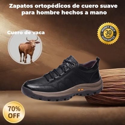 ¡70% de descuento hoy! ¡No te lo pierdas! 🔷 Zapatos ortopédicos para hombre, confeccionados en auténtica piel de becerro australiana. 🐂 Cosidos a mano. ✅ Soporte para el arco plantar, máxima comodidad al caminar.