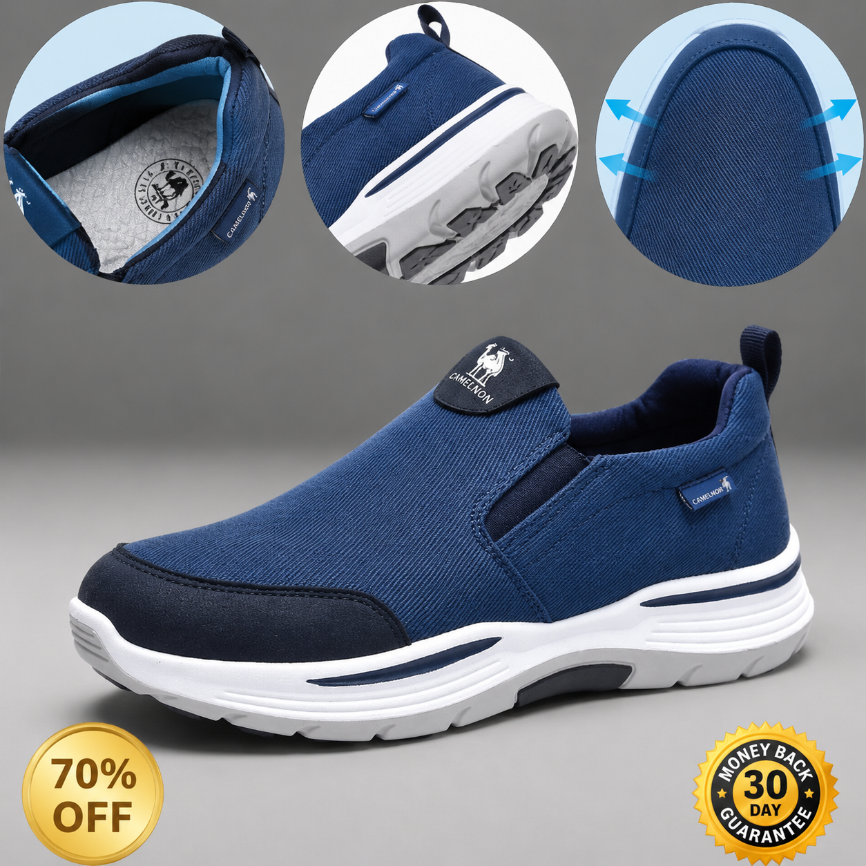 🔥 Zapatos ortopédicos australianos para hombre, hechos a mano 👞 Alivio inteligente del dolor, fáciles de poner y quitar ✅ Impermeables y antideslizantes - Amplia gama de tallas