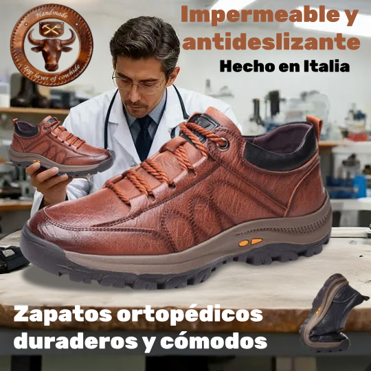 🔴 Zapatos de piel genuina italiana cosidos a mano ✅ Zapatos ortopédicos con AI + soporte de tobillo 🦶 ¡Apto para personas con problemas en los pies!