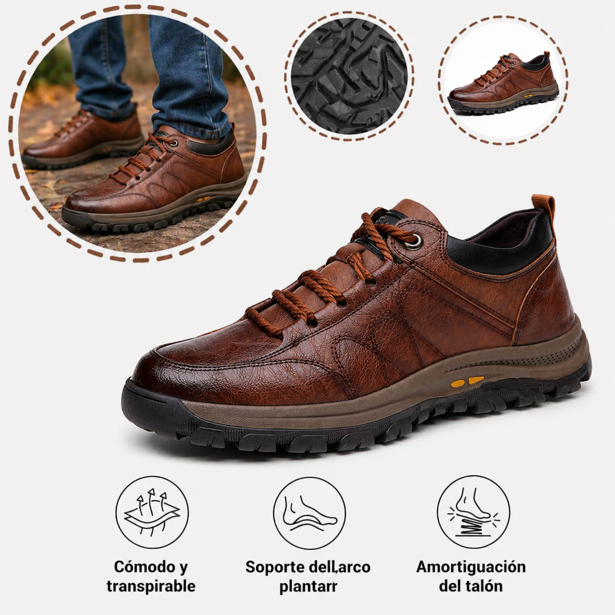 🔥Zapatos ortopédicos de diseño ergonómico⏰ Zapatos de piel con soporte para el arco del pie 👞 Amplia gama de tallas: camina con confianza