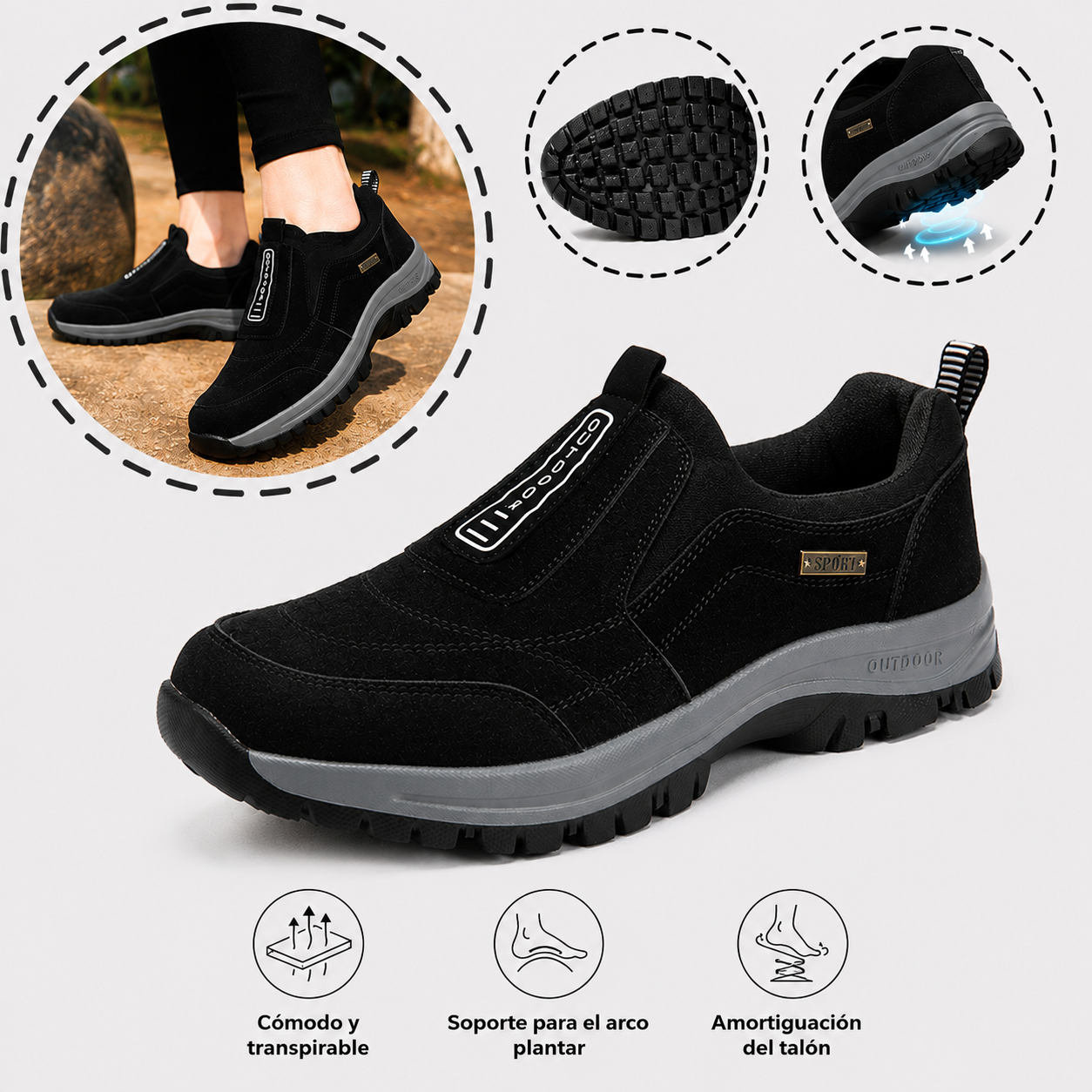 🎁 Oferta especial: 70% de descuento 🎁 Zapatos ortopédicos para caminar para hombre — Gamuza cosida a mano 👟 Impermeables y antideslizantes ✅ Soporte para el arco del pie — Caminar cómodamente.