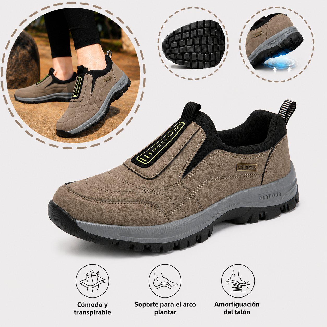 🎁 Oferta especial: 70% de descuento 🎁 Zapatos ortopédicos para caminar para hombre — Gamuza cosida a mano 👟 Impermeables y antideslizantes ✅ Soporte para el arco del pie — Caminar cómodamente.