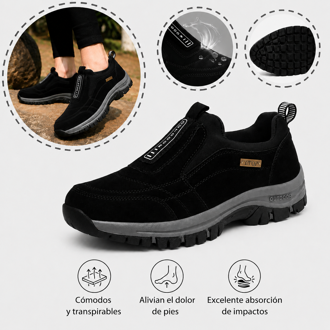 🔥 Zapatos ortopédicos para hombre hechos a mano en Australia 👞 Alivio inteligente del dolor, fáciles de poner y quitar ✅ Impermeables y antideslizantes - Disponibles en todas las tallas