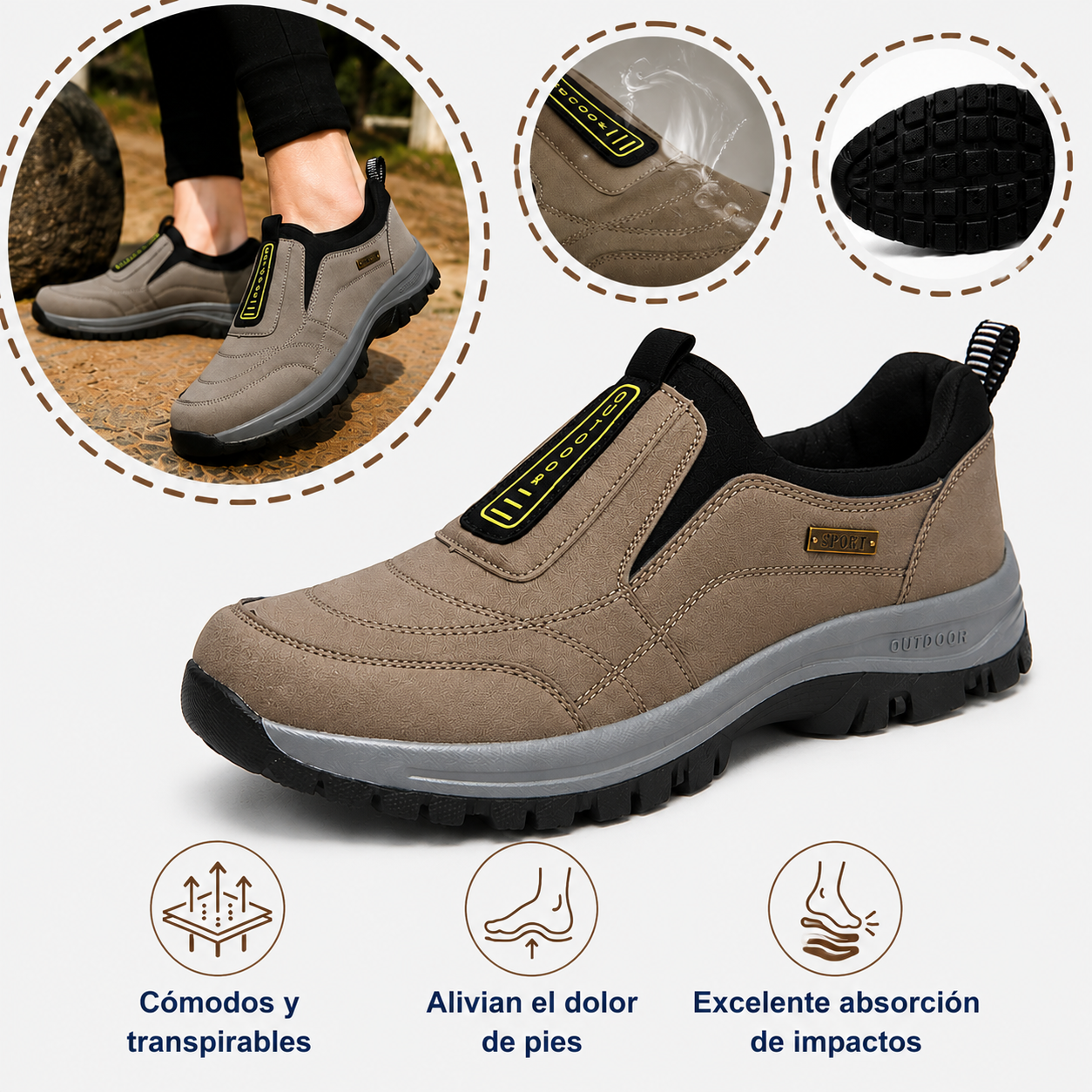 🔥 Zapatos ortopédicos para hombre hechos a mano en Australia 👞 Alivio inteligente del dolor, fáciles de poner y quitar ✅ Impermeables y antideslizantes - Disponibles en todas las tallas