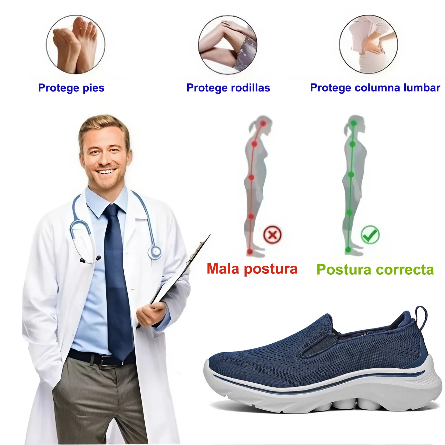 🔥Zapatillas ortopédicas de diseño ergonómico⏰ Zapatillas de malla ligeras y transpirables👞 Amplia gama de tallas: Camina con confianza
