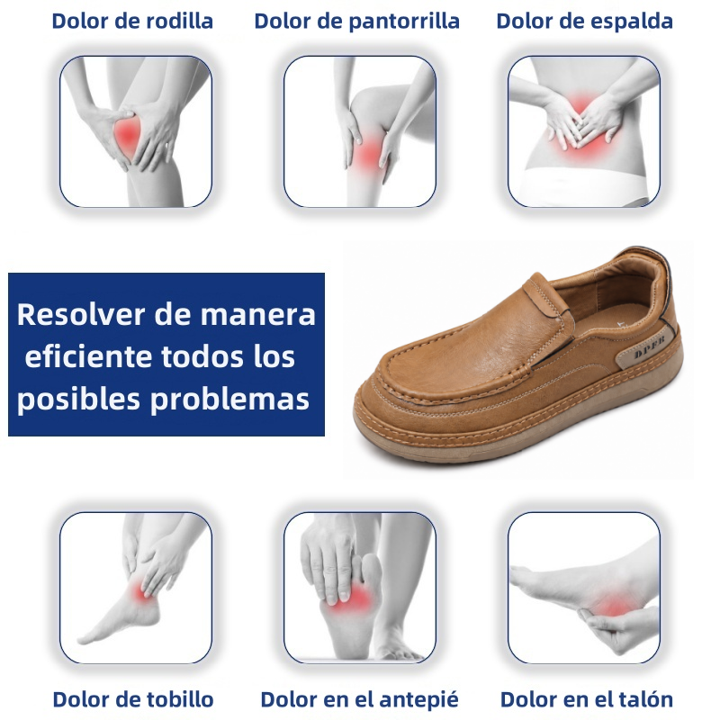 🔥 Zapatos ortopédicos australianos para hombre, hechos a mano 👞 Alivio inteligente del dolor, fáciles de poner y quitar ✅ Impermeables y antideslizantes - Amplia gama de tallas