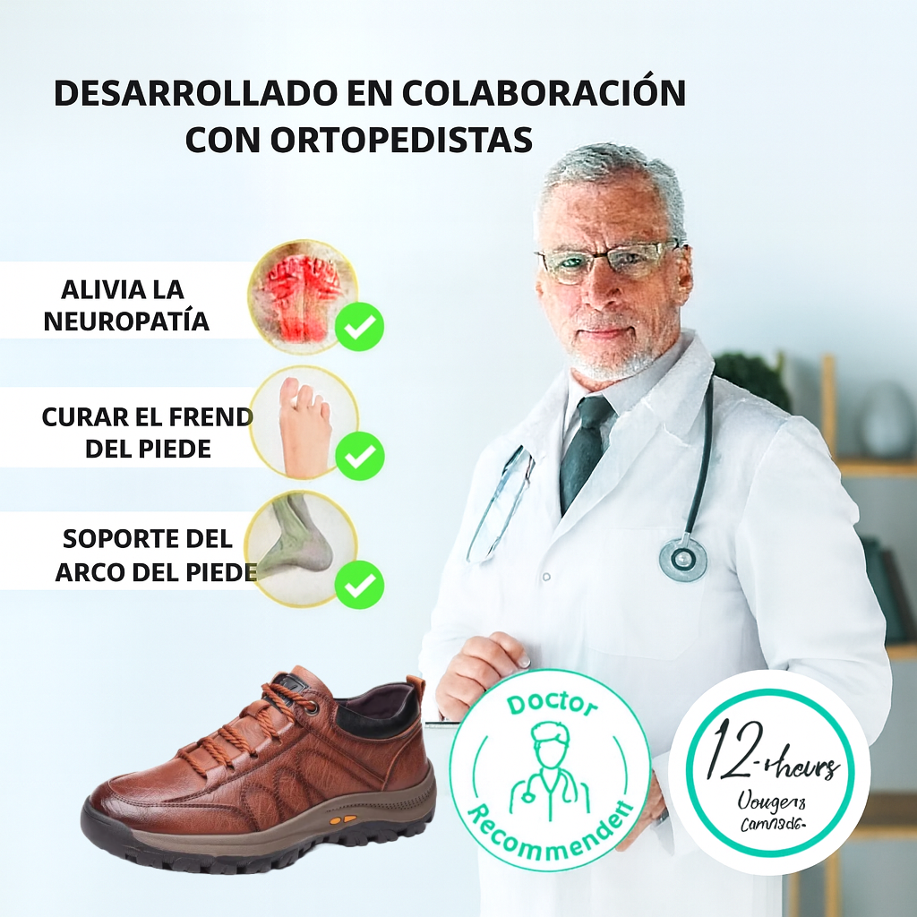 ¡30% de descuento hoy, no te lo pierdas! 🐂 Zapatos ortopédicos para hombre, hechos de auténtica piel de vaca australiana 👞 cosidos a mano ✅ soporte de arco para caminar cómodamente