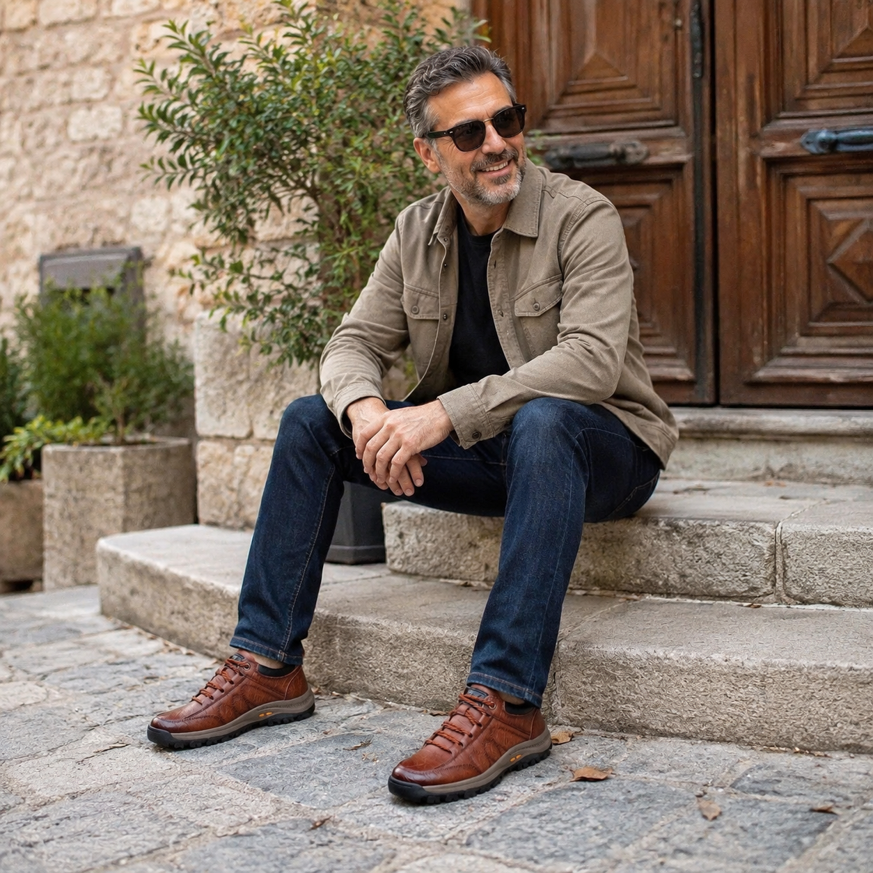 🐂 Zapatos de piel de becerro para hombre, cosidos a mano en Australia 👞 Alivio inteligente del dolor con IA, fáciles de poner y quitar ✅ Corrección completa: impermeables y antideslizantes