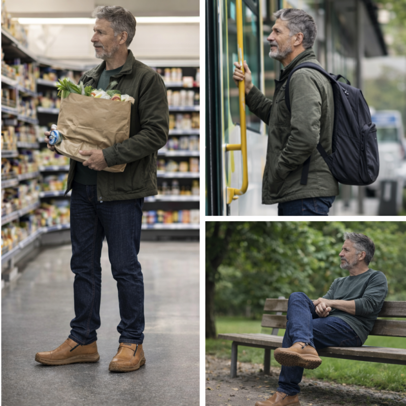 🐂 Zapatos de piel de becerro para hombre, cosidos a mano en Australia 👞 Alivio inteligente del dolor con IA, fácil de poner y quitar ✅ Corrección completa: impermeable y antideslizante