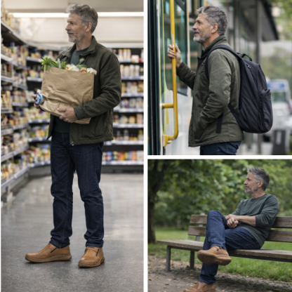 🐂 Zapatos de piel de becerro para hombre, cosidos a mano en Australia 👞 Alivio inteligente del dolor con IA, fácil de poner y quitar ✅ Corrección completa: impermeable y antideslizante