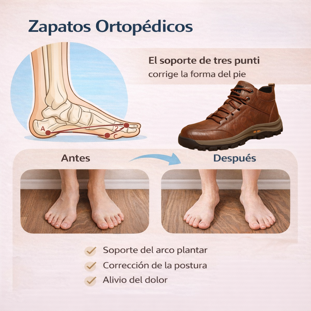 VIGOURR® – Zapatos de cuero genuino cosidos a mano, cómodos y antideslizantes que sostienen y corrigen naturalmente la postura del pie