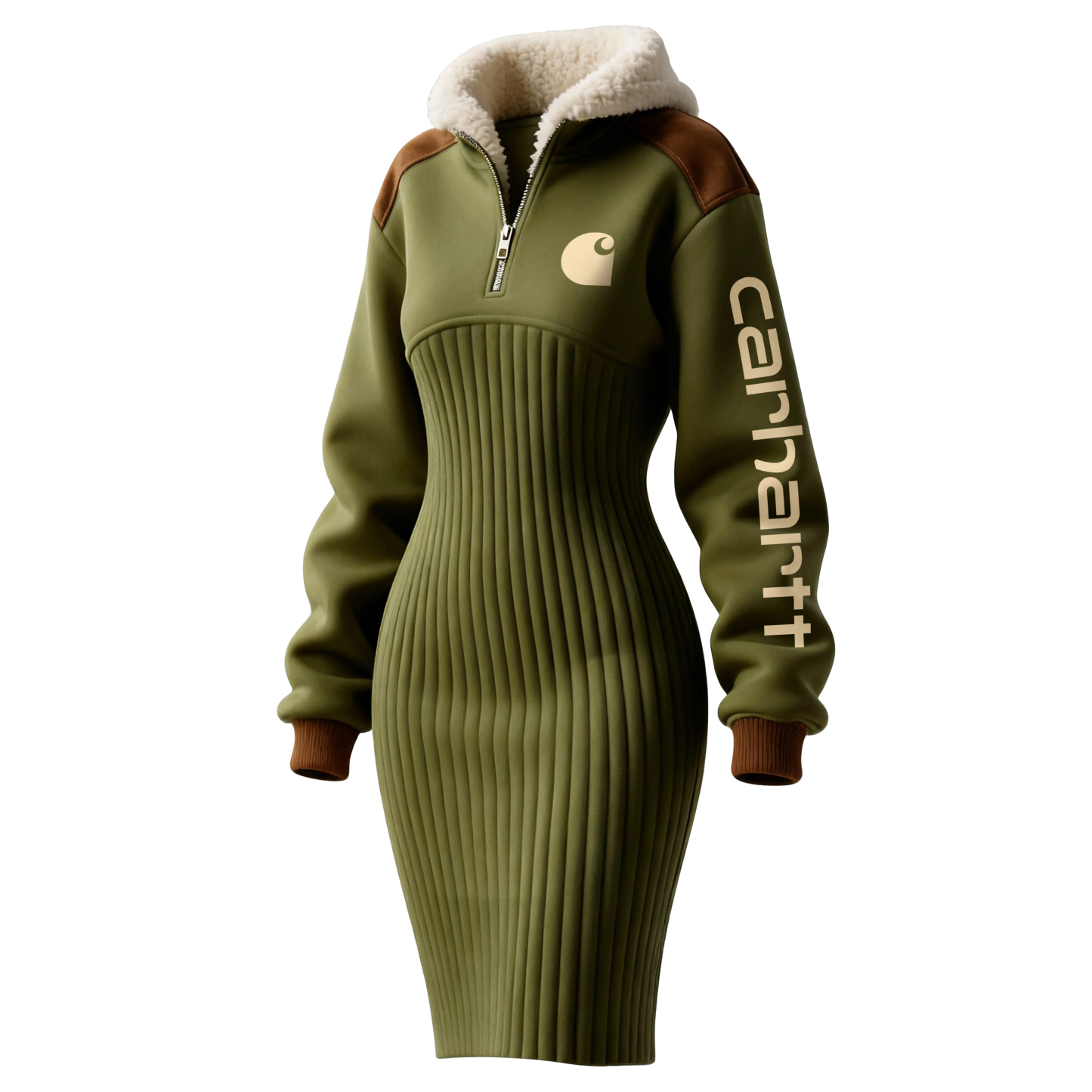 Women's Contrast Color Stitching Suede Lambswool Lapel Hooded Long Sweatshirt