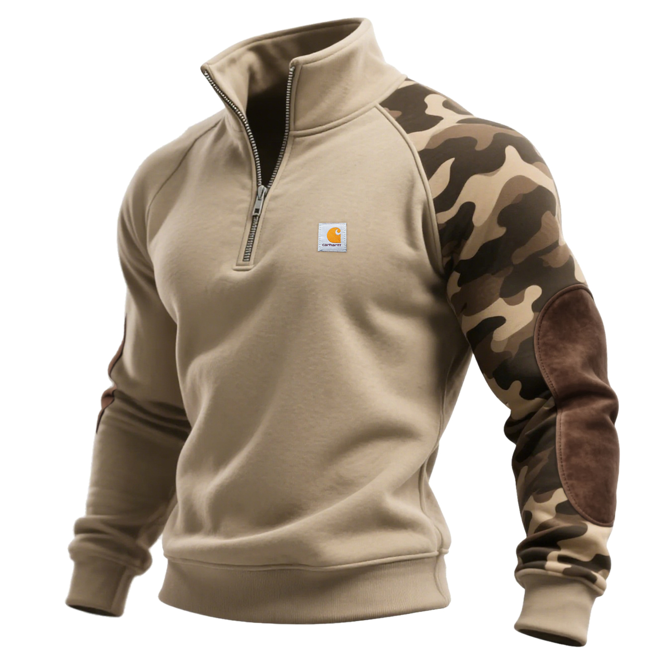 Outdoor Men's Casual Camouflage Contrast Color Stitching Sweatshirt Re