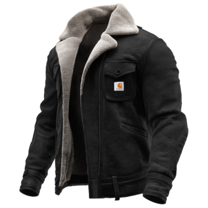 Men's Vintage Brown Suede Leather Jacket with Sherpa Lining