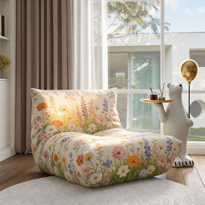 【Floral Sanctuary】 Italian High-End Design: Heavy Embroidery-Like Forest Floral Encircling Chair