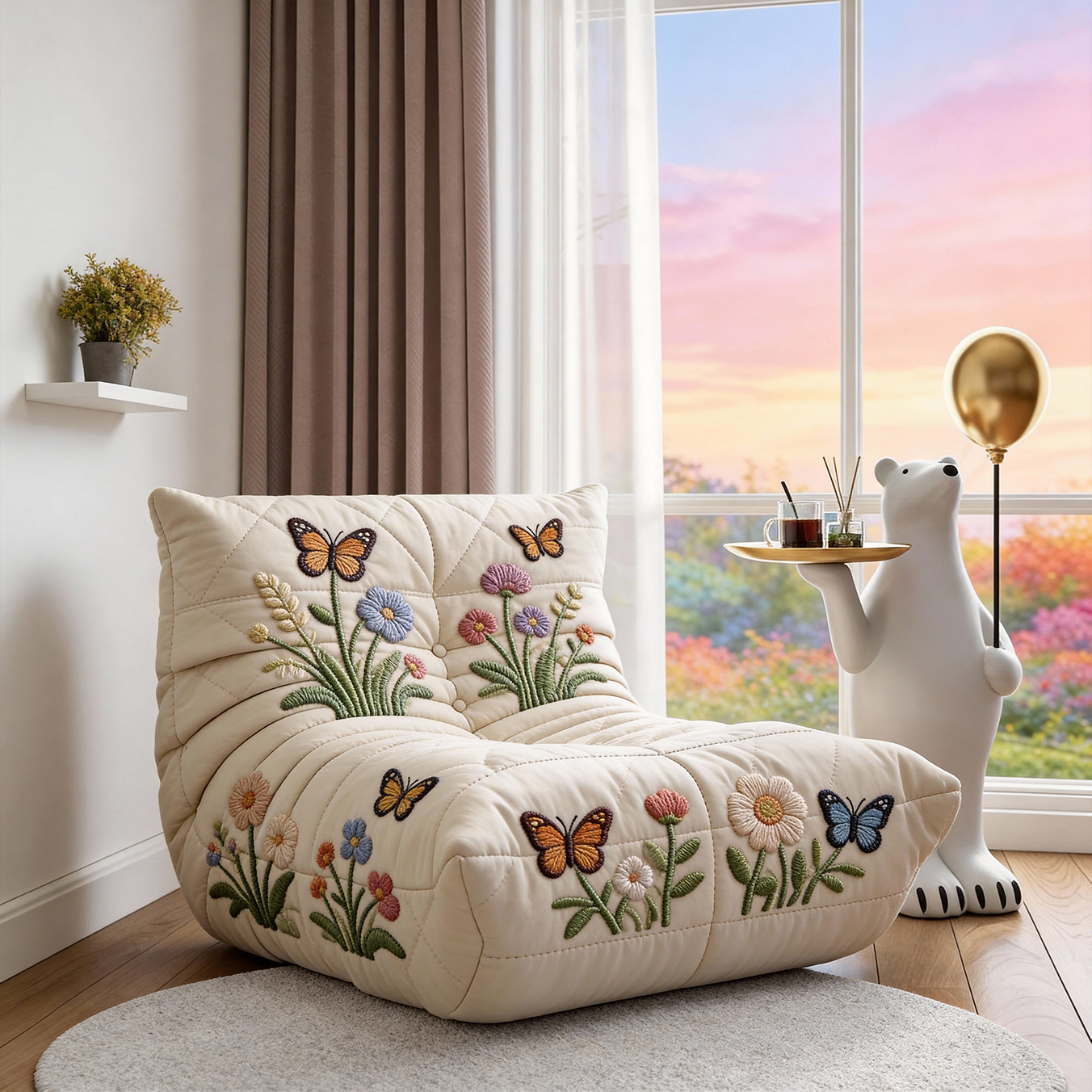 【Soul Sanctuary】 Italian-style armchair: Intricate Jacquard-feeling Lazy Person Art Sofa