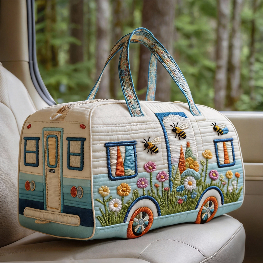 Bee & Blossom Storybook Cottage Camper Quilted Duffle Bag​