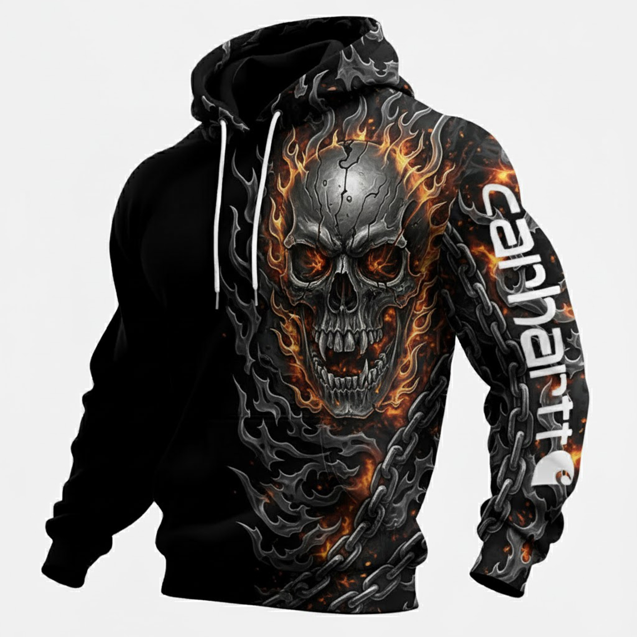 Effortless chic men's printed casual hooded sweatshirt