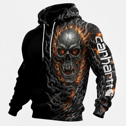 Effortless chic men's printed casual hooded sweatshirt