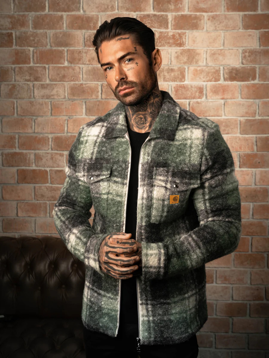 Casual Soft Brushed Flannel Grey Check Long Sleeve Shirt