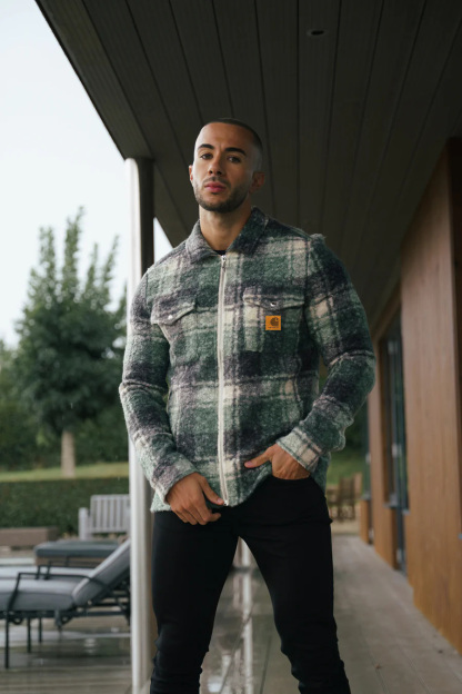Casual Soft Brushed Flannel Grey Check Long Sleeve Shirt
