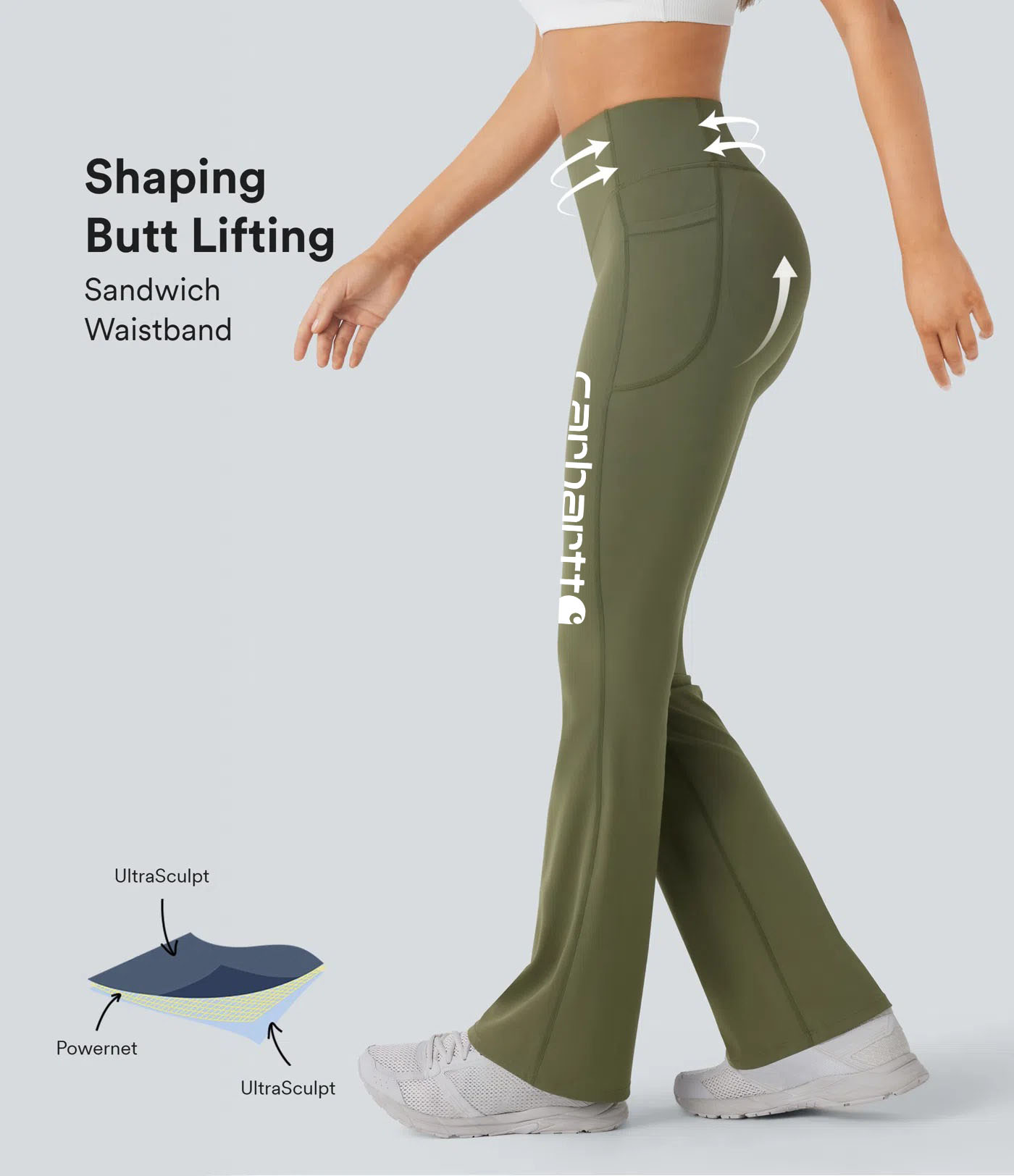 Casual yoga crossover high-waist with pocket flare pants