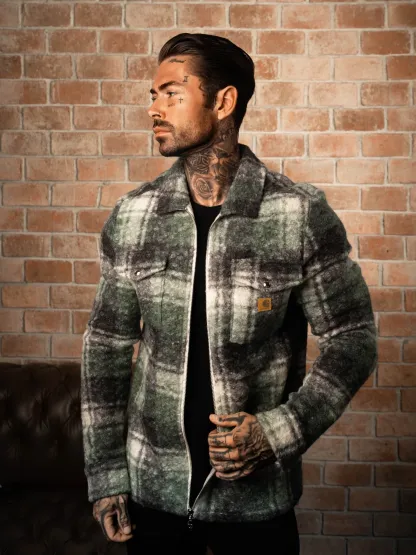 Casual Soft Brushed Flannel Grey Check Long Sleeve Shirt