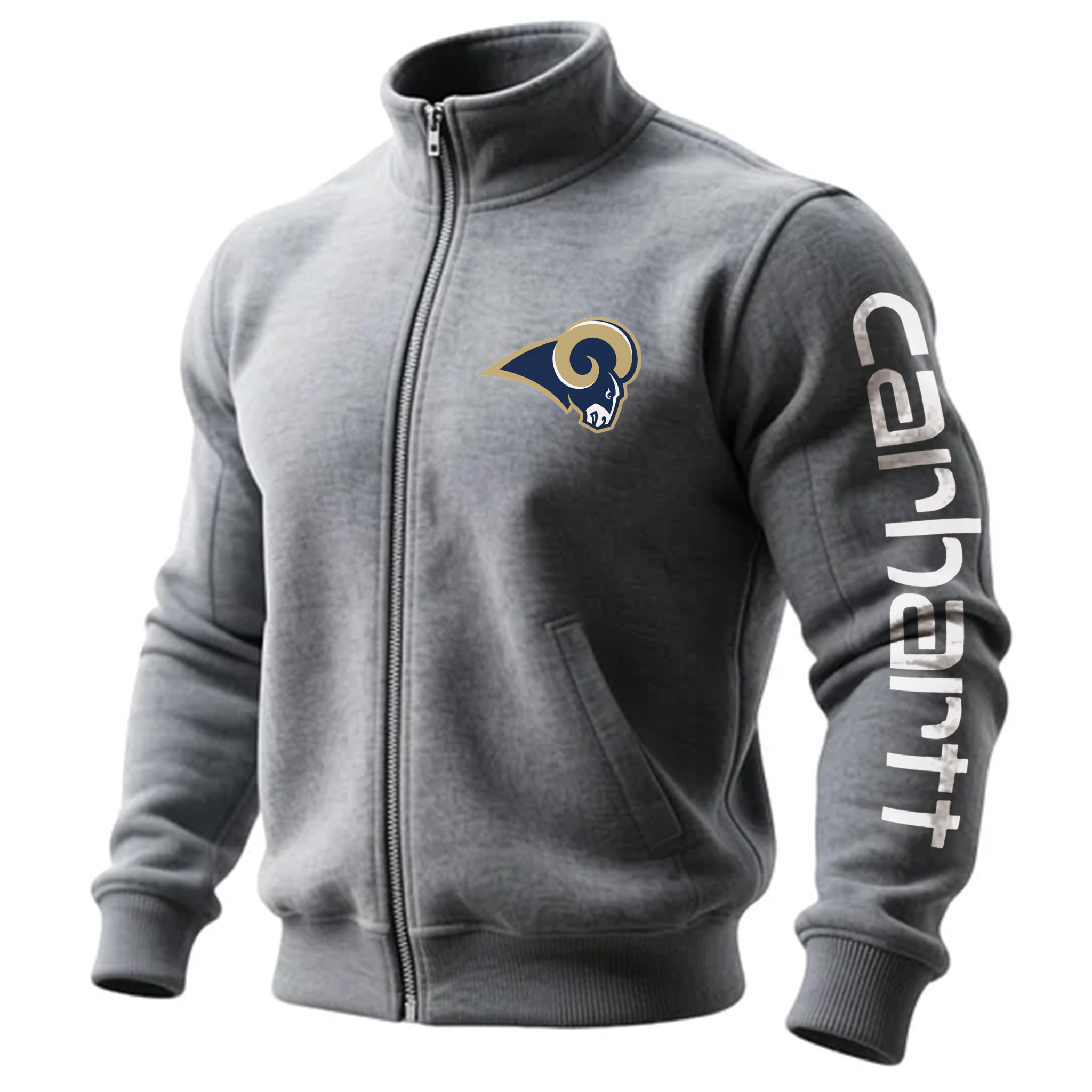 Los Angeles Rams Comfortable Full Zip Stand Collar Sweatshirt Cardigan Jacket