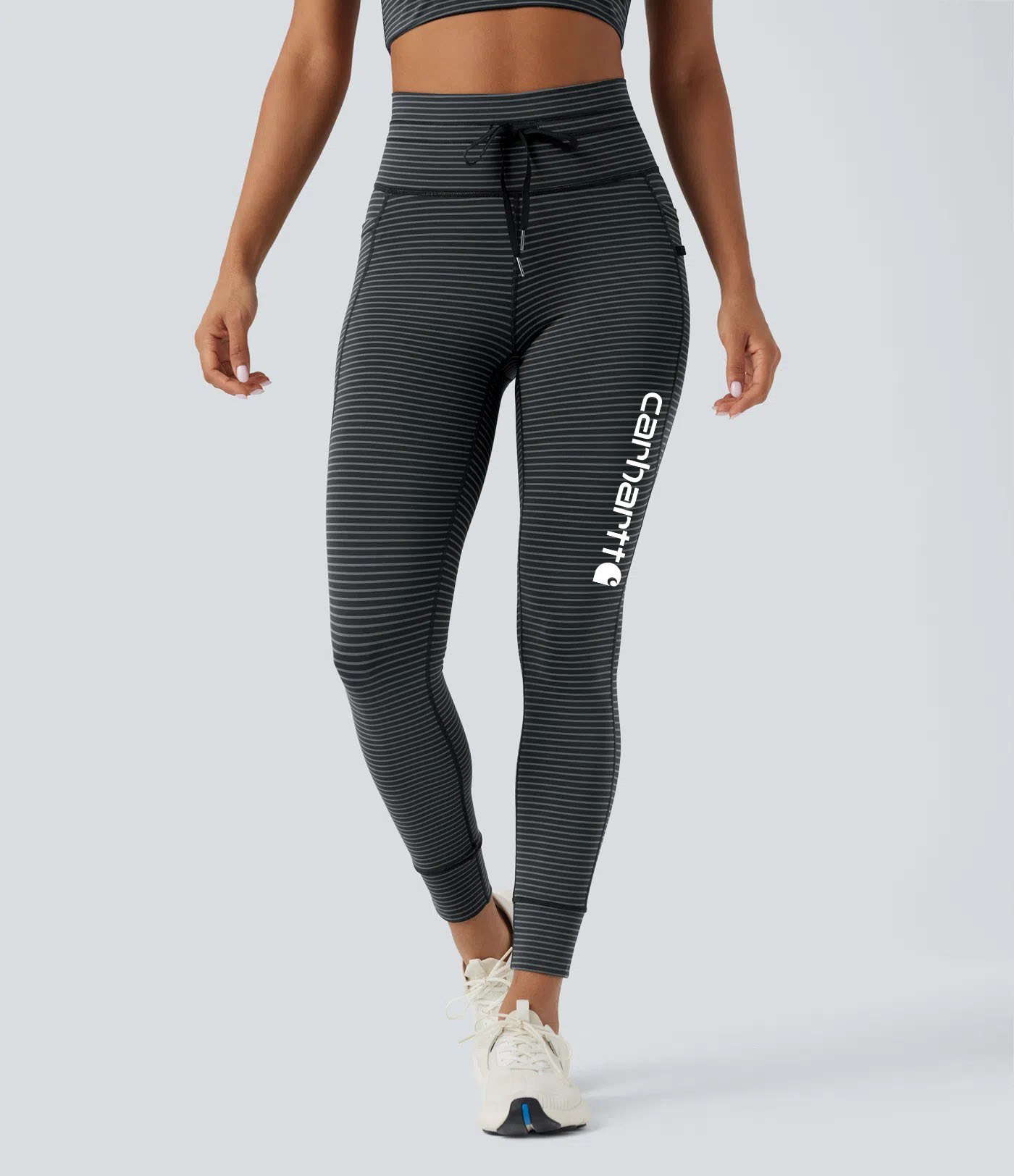 Performance vertical stripe for sculpting running leggings