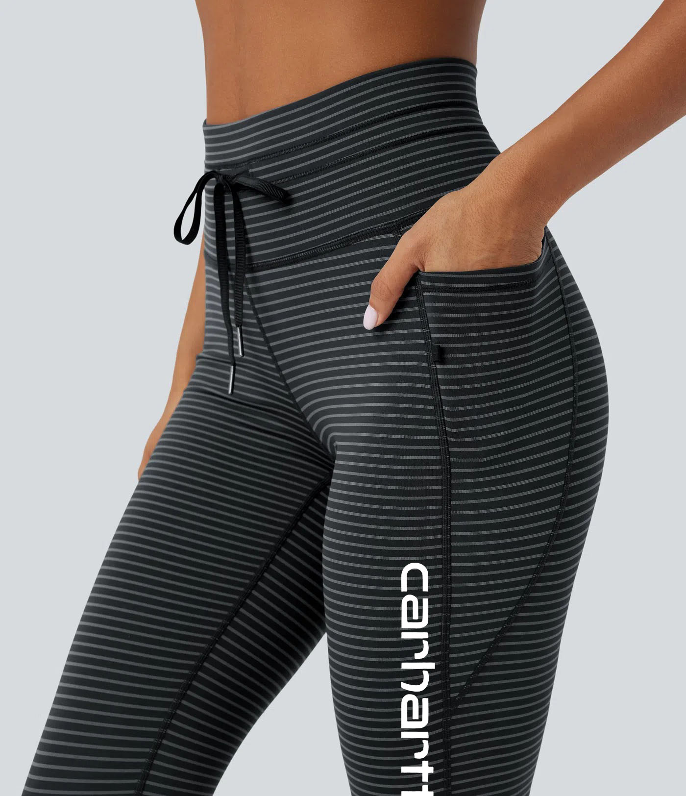 Performance vertical stripe for sculpting running leggings