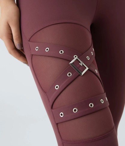 Fashion-forward cutout harness strap detail training leggings