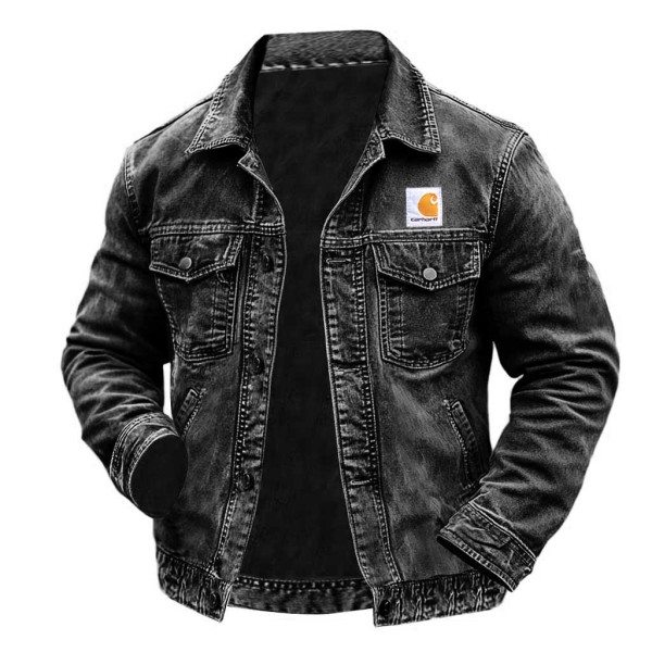 Men's Vintage Western Cowboy Multi-Pocket Distressed Lapel Outdoor Jacket