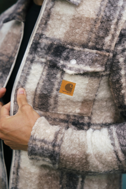 Casual Teddy Fleece Check Pattern Soft Heavy Overshirt