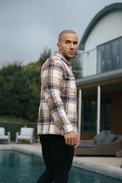 Casual Teddy Fleece Check Pattern Soft Heavy Overshirt